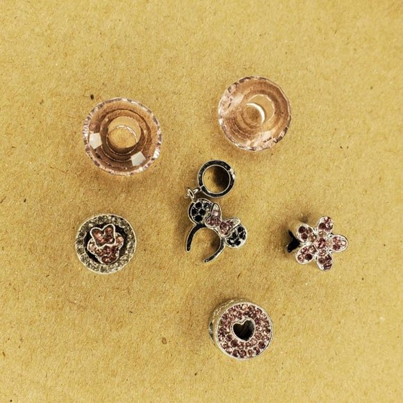 Set of 6 Charms: Minnie Mouse Ears - Silver Plated - Create Your Own Bracelet - Picture 1 of 5
